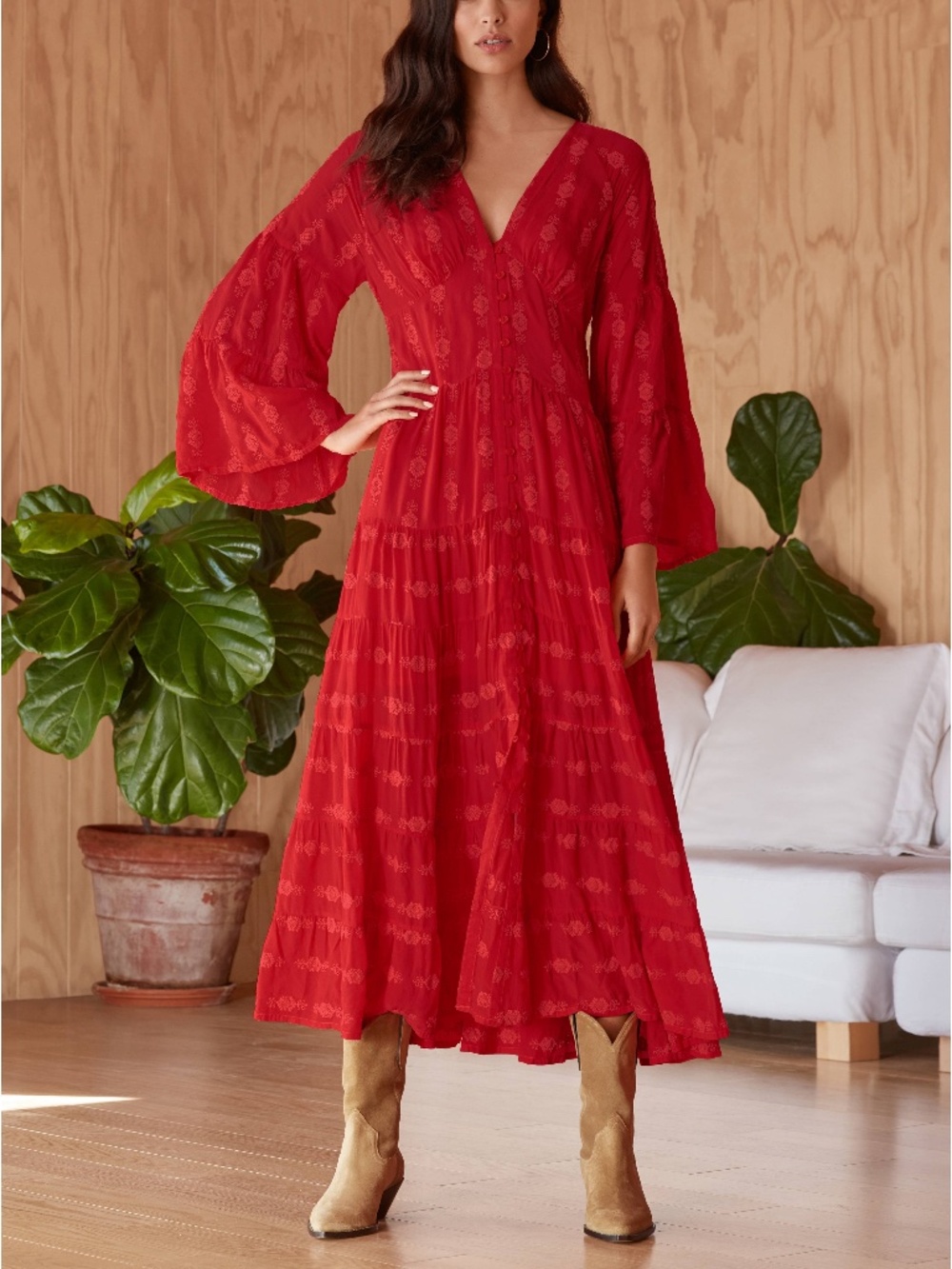 Johnny Was Bonnie Adenium Dress Red Size Large - Picture 4 of 9